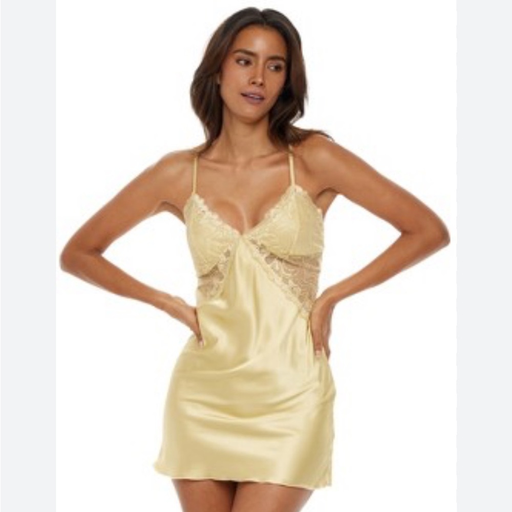 Sabrina Carpenter Espresso yellow jewel tone slip dress